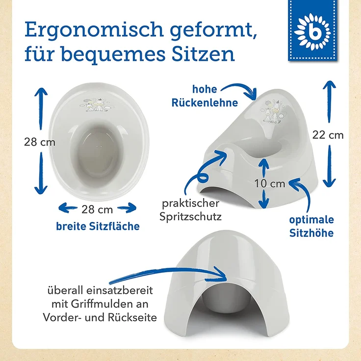 Bieco Töpfchen für Kinder mit Musik grau, mit Zebra Motiv, Ab 8 Monate WC/Klo Kinder-Toilette, Potty, Kindertopf, Lerntöpfchen, , Klositz Kinder - Preisvergleich – Bild 4