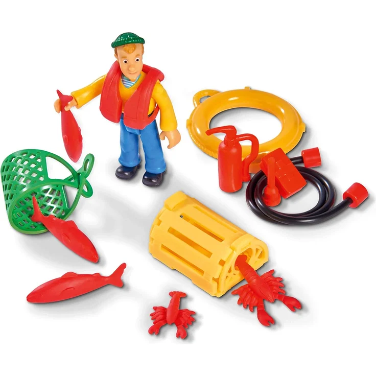 Simba 109251074 - Feuerwehrmann Sam Charlies Fischerboot, mit Charlie Figur, beweglicher Kran und mechanische Seilwinde, schwimmt auf dem Wasser, 19cm, für Kinder ab 3 Jahren – Bild 8