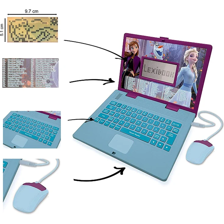 Lexibook JC598FZi3 Disney Frozen 2-Zweisprachiger Laptop für Bildungszwecke Englisch und Deutsch, 124 Aktivitäten, Mathematik, Logik, Musik, Uhr, Spiele-Spielzeug für Mädchen – Bild 6