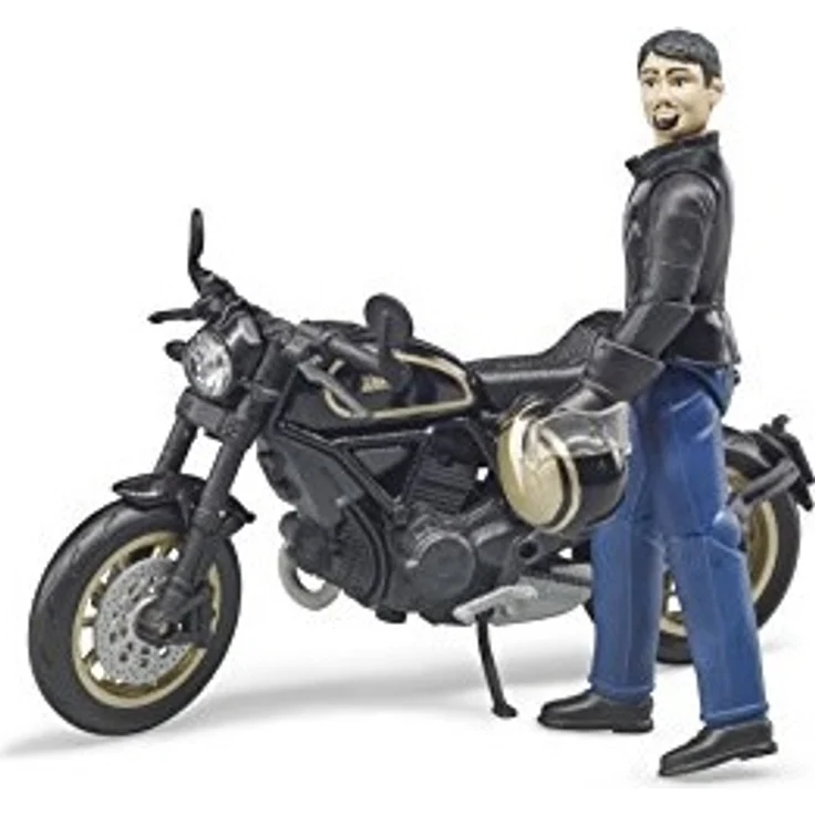 Bruder 63050 Scrambler Ducati Cafe Racer mit Fahrer, Schwarz – Bild 2