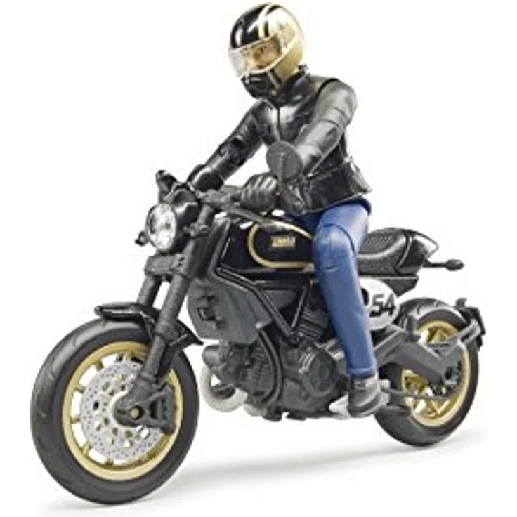 Bruder 63050 Scrambler Ducati Cafe Racer mit Fahrer, Schwarz – Bild 4