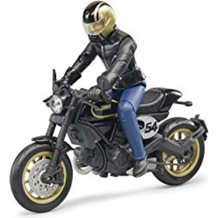 Bruder 63050 Scrambler Ducati Cafe Racer mit Fahrer, Schwarz – Bild 1