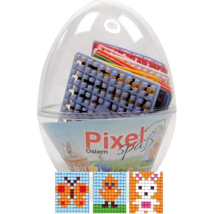 Pixel P90064-12501 Spaß Geschenkset im Ei, tolles Ostergeschenk für Kinder, mit 3 Schmetterling, Küken und Hase