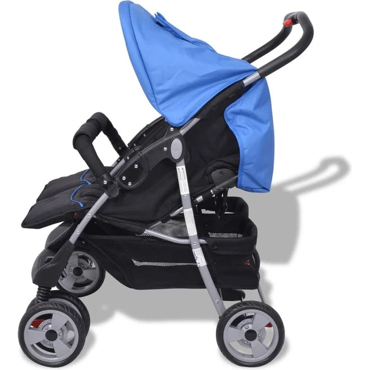 Baby Zwillingswagen Stahl Blau und Schwarz – Bild 6