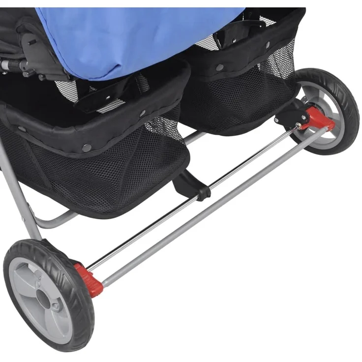Baby Zwillingswagen Stahl Blau und Schwarz – Bild 9