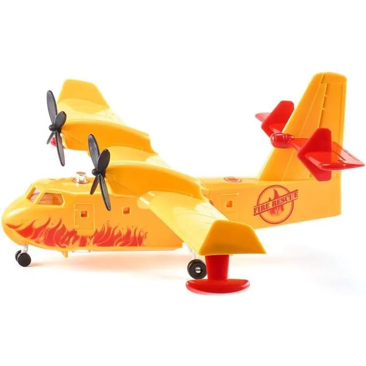 SIKU 1793, Löschflugzeug inkl. 1 Baum und 2 Feueraufsteller, Metall/Kunststoff, Gelb, Mit Wasser befüllbar