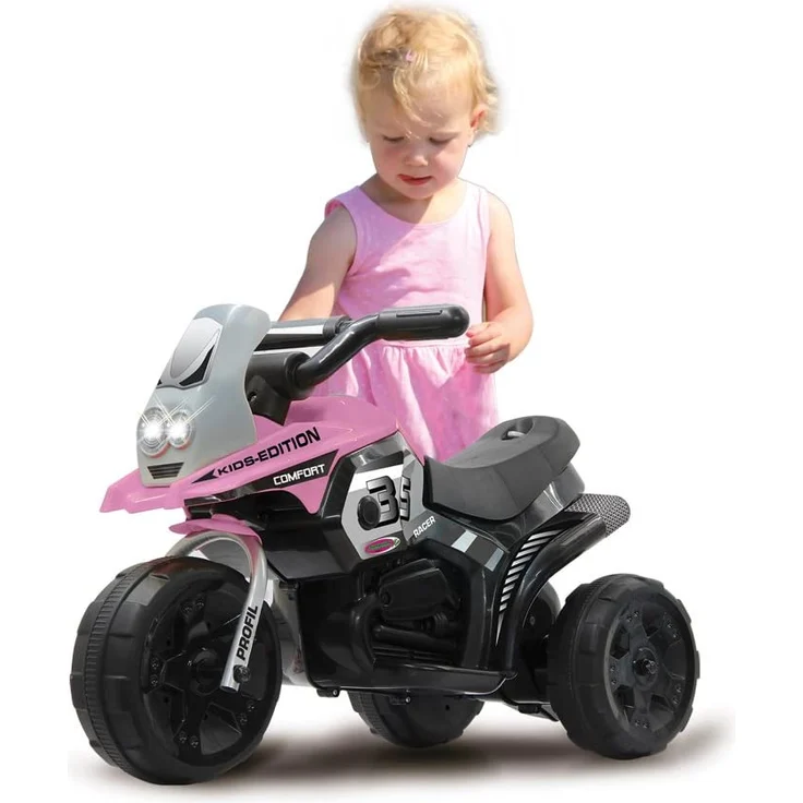 Jamara 460228 - Ride-on E-Trike Racer pink - 6V Akku, elektrisches Dreirad mit extra starkem Bürstenmotor, Stahlhinterachse, Stahlvordergabel, LED Frontlicht, Musik, ca. 1 Std. Fahrzeit – Bild 2