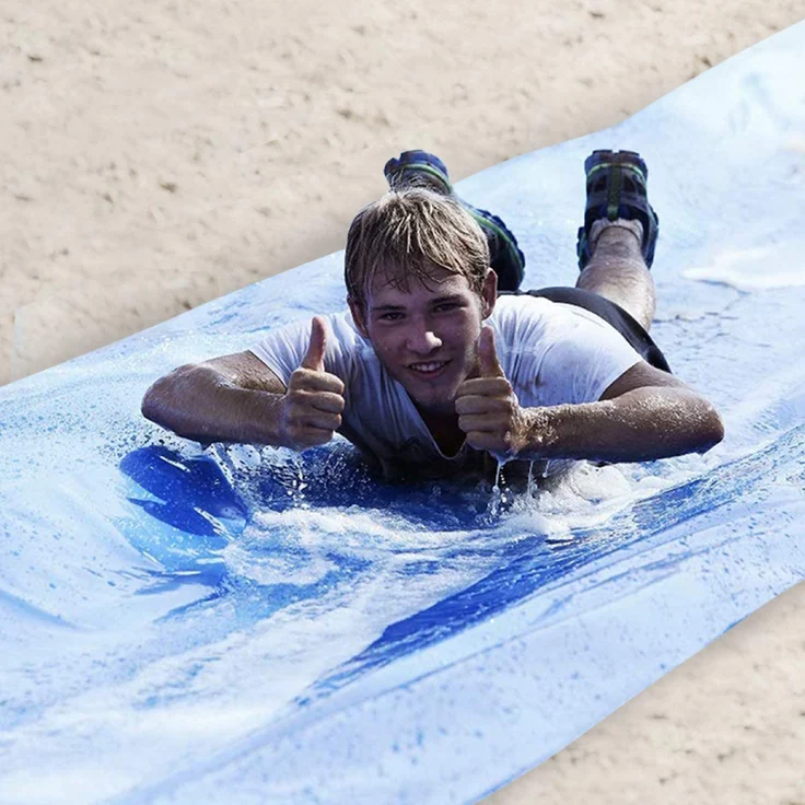 Offizielle XXL Riesige Wasserrutschmatte | 10 Meter Wasserrutsche | Bauch Rutscher Premium Qualität | Slip'n Slide | Wasserspiel im Freien | Freiluftspiel | Schnellste Rutsche | 100% Spaß – Bild 8