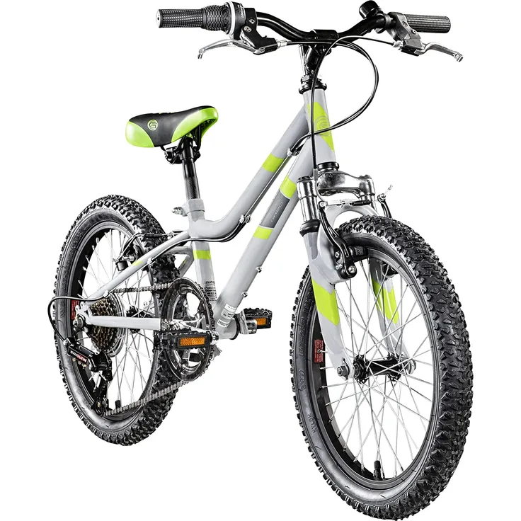 Galano GA20 Kinderfahrrad 18 Zoll 115 - 130 cm Mädchen Jungen Fahrrad ab 5 Jahre Mountainbike 7 Gänge MTB Hardtail Kinder Fahrrad grau/grün, 22 cm