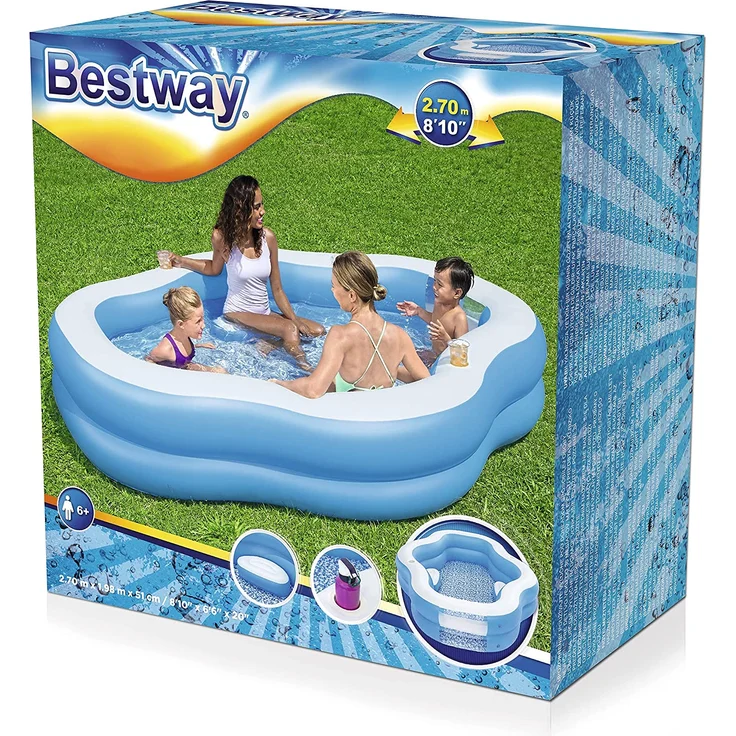 Bestway Planschbecken Splashview 270x198x51 cm Blau und Weiß – Bild 3