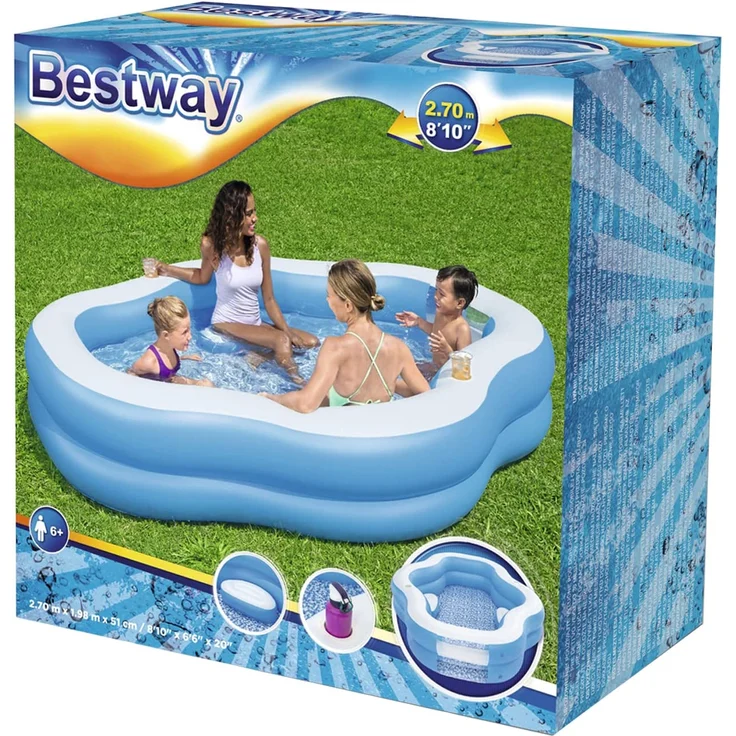 Bestway Planschbecken Splashview 270x198x51 cm Blau und Weiß – Bild 26