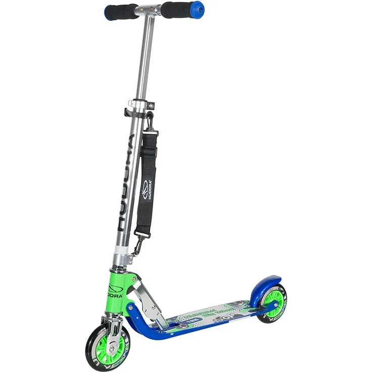 HUDORA Big Wheel Scooter 125 mm, Kinder Scooter - Kinder Roller, blau/grün, 14753
