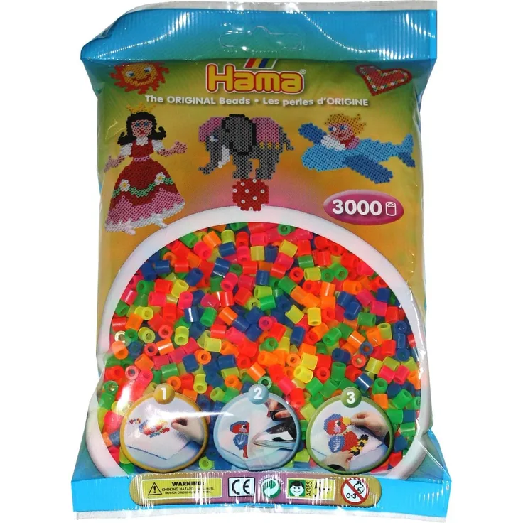 Hama 201-51 - Bügelperlen, ca. 3000 Perlen, neon, gemischt