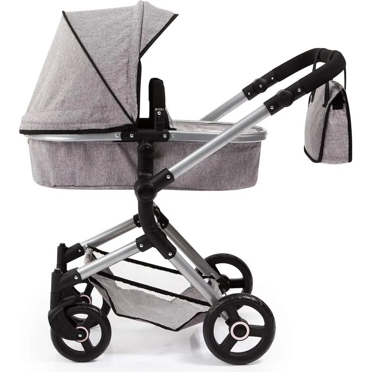 Bayer Design 18410AA Kombi Puppenwagen Vario mit Wickeltasche und Einkaufskorb, umwandelbar in einen Sportwagen, höhenverstellbar, modern, Grau – Bild 7