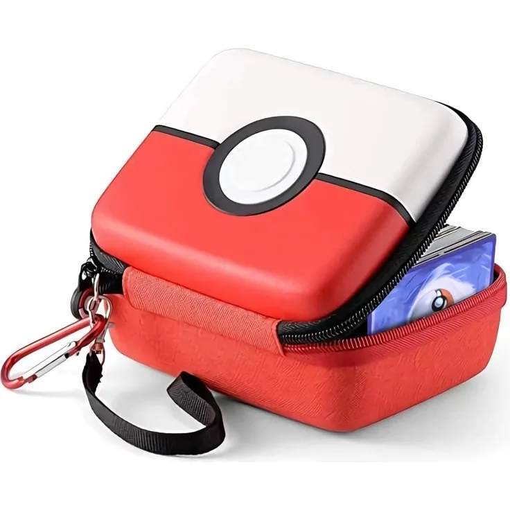 JoyHood Sammelkarten-Aufbewahrungsboxen für TCG Karten, 400+ Karten Tragen Tasche, Spielkarten Box (Rot Pokeball)