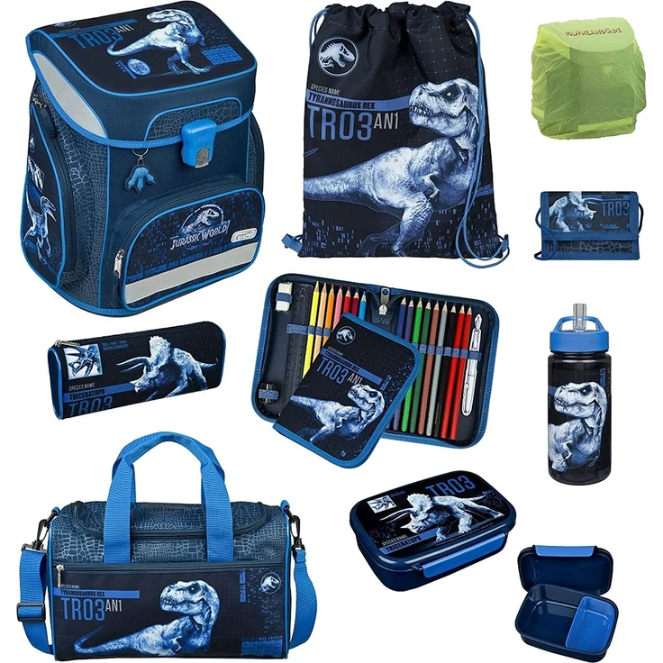 Scooli Easy Fit Schulranzen JURASSIC WORLD DINOSAURIER 9-teiliges Set mit Sporttasche – Bild 1