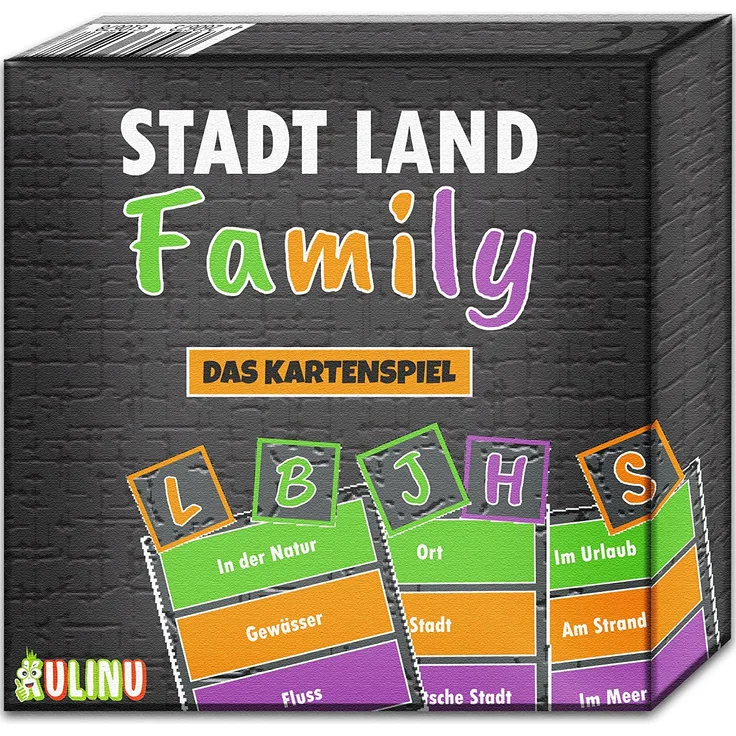 Gesellschaftsspiel - Stadt, Land, Family - Das fairste Kartenspiel Aller Zeiten - Stadt Land Fluss Lernspiel für Kinder ab 8 Jahren - Quiz Spiel Geschenk-Idee (Kartenspiel - 55 Karten)