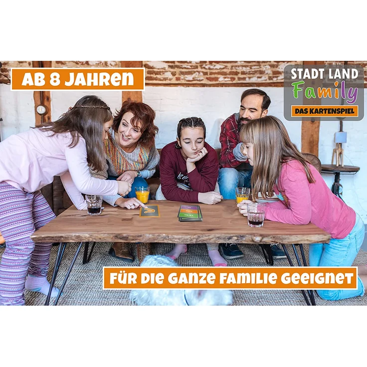 Gesellschaftsspiel - Stadt, Land, Family - Das fairste Kartenspiel Aller Zeiten - Stadt Land Fluss Lernspiel für Kinder ab 8 Jahren - Quiz Spiel Geschenk-Idee (Kartenspiel - 55 Karten) – Bild 4