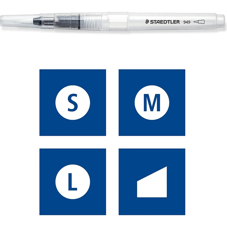 Staedtler 949-SBK4-C Wasserpinsel (zum Aquarellieren, Malen und Blenden, gleichmäßige Wasserabgabe, robuste Nylonspitze für Formstabilität, Set mit 4 verschiedenen Pinselspitzen) – Bild 5