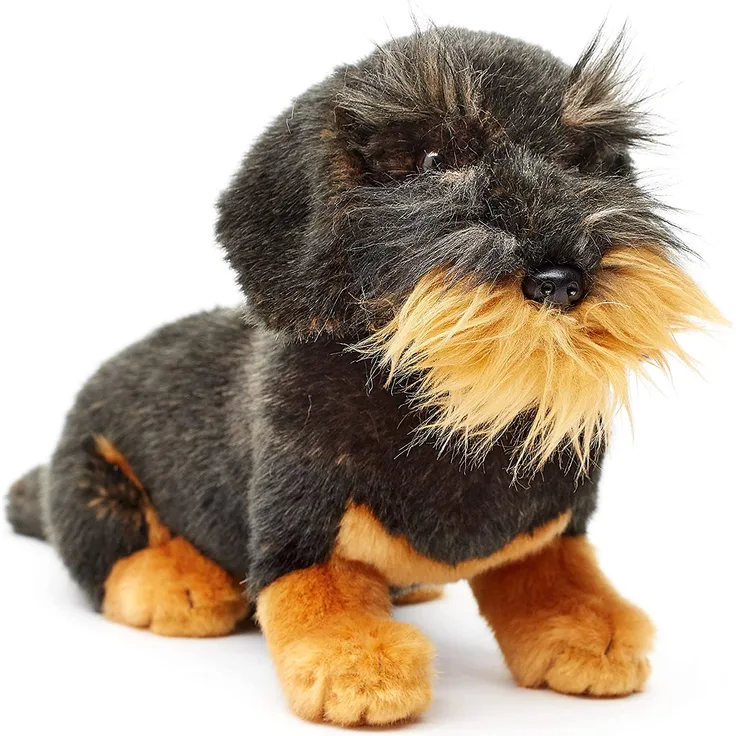 Uni-Toys - Rauhaardackel, sitzend (ohne Leine) - 22 cm (Höhe) - Plüsch-Hund, Dackel, Haustier - Plüschtier, Kuscheltier (Ohne Leine)