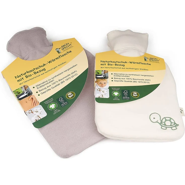 GRÜNSPECHT Naturkautschuk-Wärmflasche mit weißem Bio-Bezug aus 100% Baumwolle, GOTS, klein, Bettflasche für Kinder und Erwachsene (644-00) – Bild 6