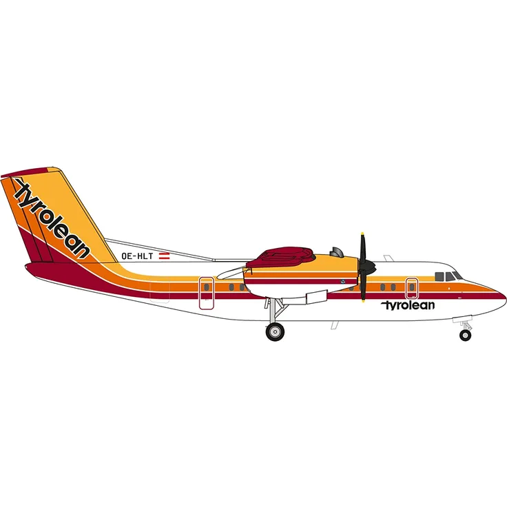 Herpa 559553 Tyrolean Airways De Havilland Canada DHC-7 Wings/Flugzeug zum Sammeln, Mehrfarbig