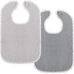 Wörner 2er Set Baby Lätzchen - 2 Stück größenverstellbare Frottee Kinderlätzchen mit Druckknopf - extra lang, saugfähig, ÖkoTex geprüft - 100% Baumwolle - Sterne Grau