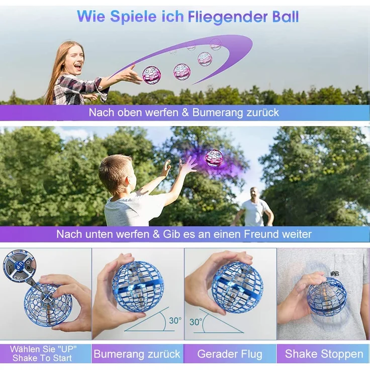 Hover Fliegender Ball,Magic Spinner Ball RGB Licht Flying Ball, Hover Ball Mini Drohne Für Kinder Fliegendes Spielzeug, Flying Orb Hoverball Nova Geschenke Für Jungen Mädchen Indoor Outdoor Pro (Blua) – Bild 3