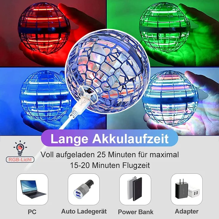 Hover Fliegender Ball,Magic Spinner Ball RGB Licht Flying Ball, Hover Ball Mini Drohne Für Kinder Fliegendes Spielzeug, Flying Orb Hoverball Nova Geschenke Für Jungen Mädchen Indoor Outdoor Pro (Blua) – Bild 4