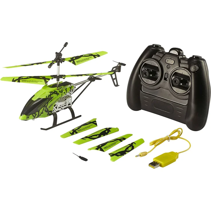 Revell Control 23940 RC Helicopter Glowee 2.0, 2.4GHz, einfach zu fliegen, Gyro, LED-Glow-in-the-Dark Effekte, Akku, ferngesteuerter Hubschrauber, grün, 25cm – Bild 6