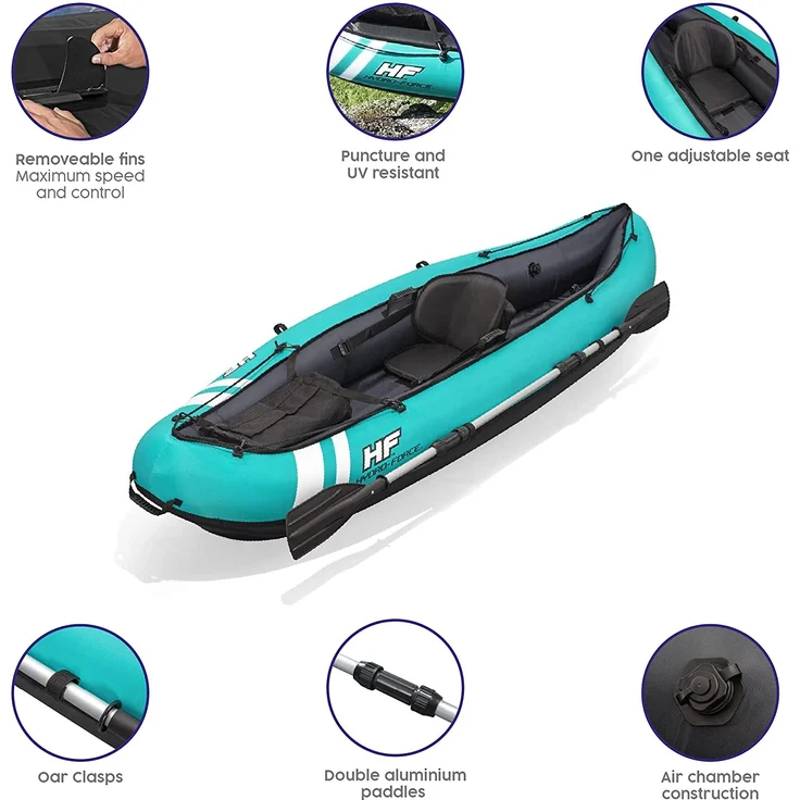 Bestway Hydro-Force 'Ventura', Kajak-Set, für 1 Person, max. Tragkraft, 130 kg, 280 x 86 x 40 cm (LxBxH), türkis – Bild 4