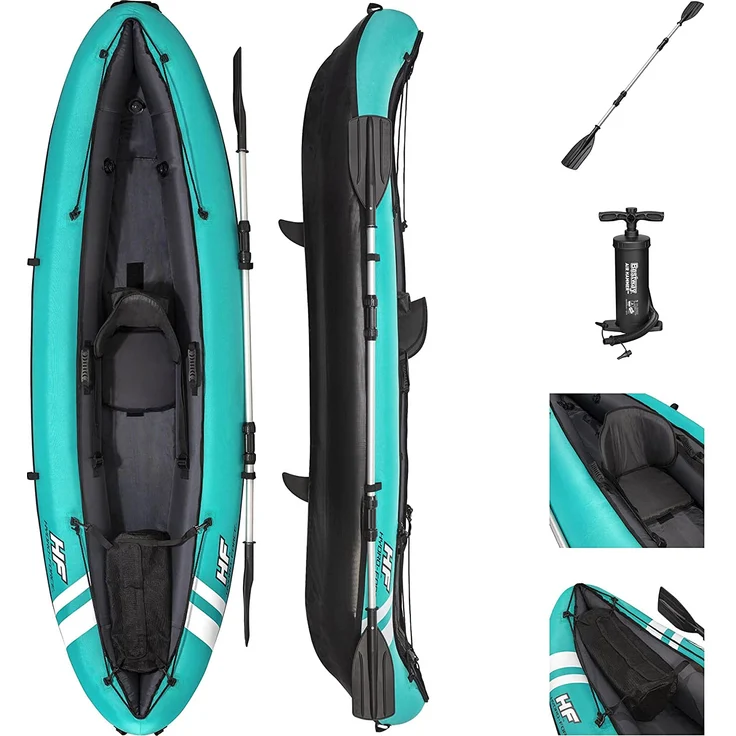 Bestway Hydro-Force 'Ventura', Kajak-Set, für 1 Person, max. Tragkraft, 130 kg, 280 x 86 x 40 cm (LxBxH), türkis – Bild 1