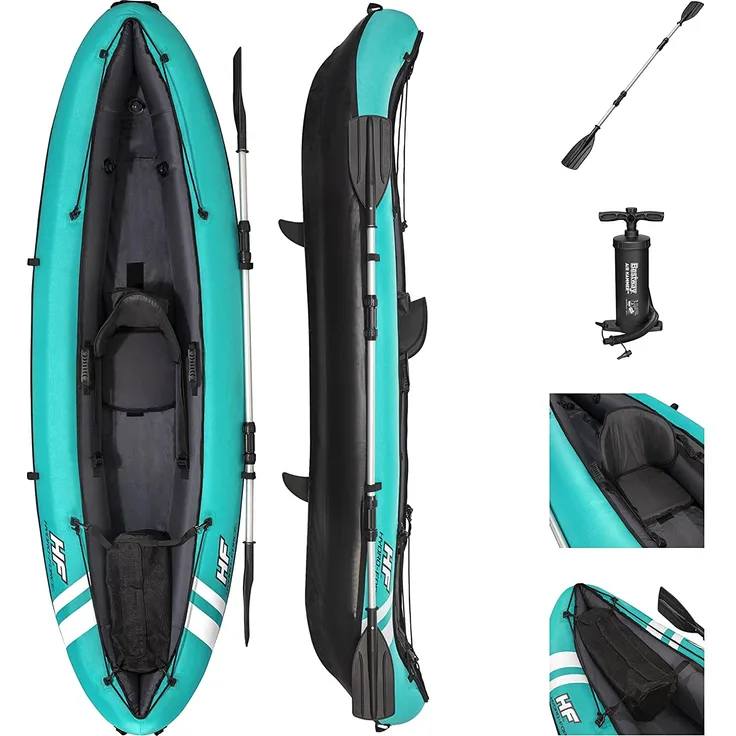 Bestway Hydro-Force 'Ventura', Kajak-Set, für 1 Person, max. Tragkraft, 130 kg, 280 x 86 x 40 cm (LxBxH), türkis