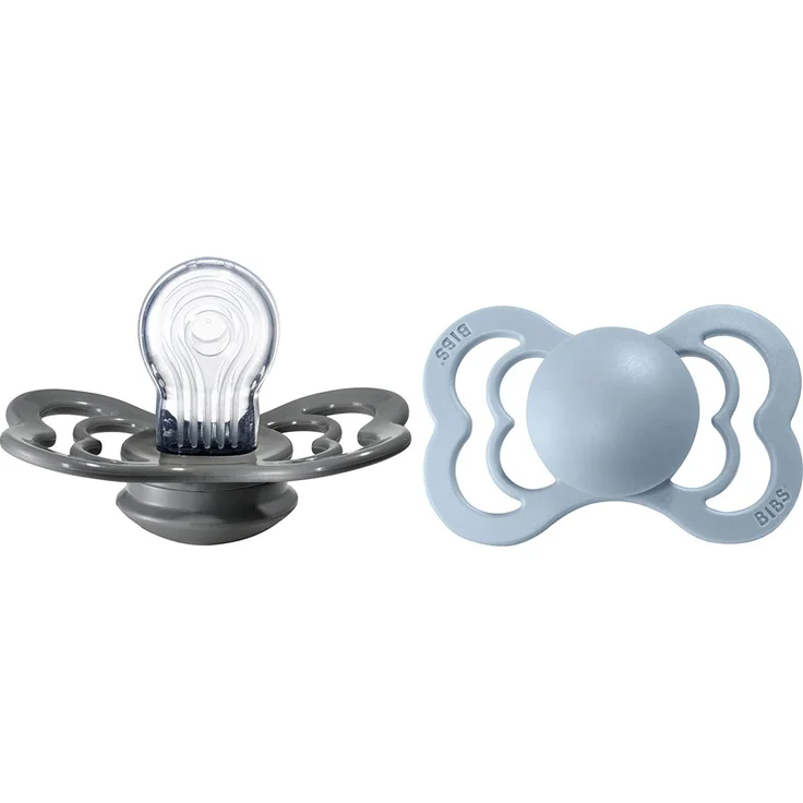 BIBS Schnuller Supreme Baby Blue / Iron Latex 6-36 Monate, 2 Stk. – Bild 1