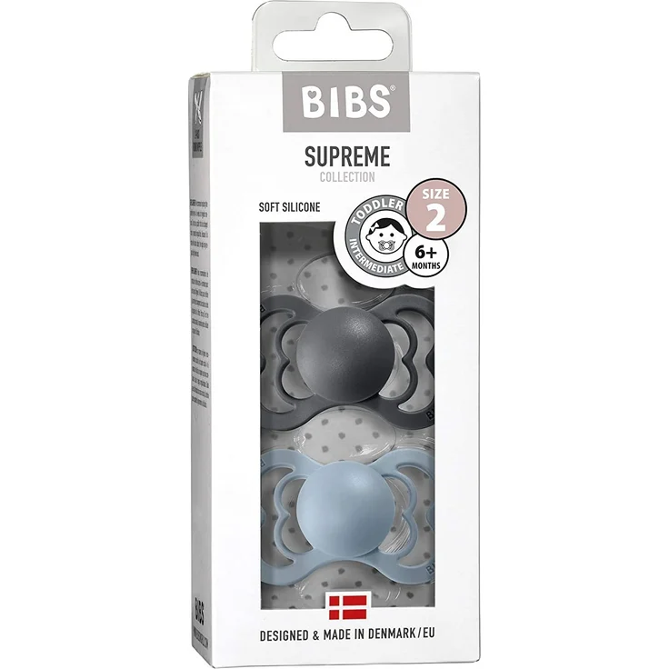 BIBS Schnuller Supreme Baby Blue / Iron Latex 6-36 Monate, 2 Stk. – Bild 3
