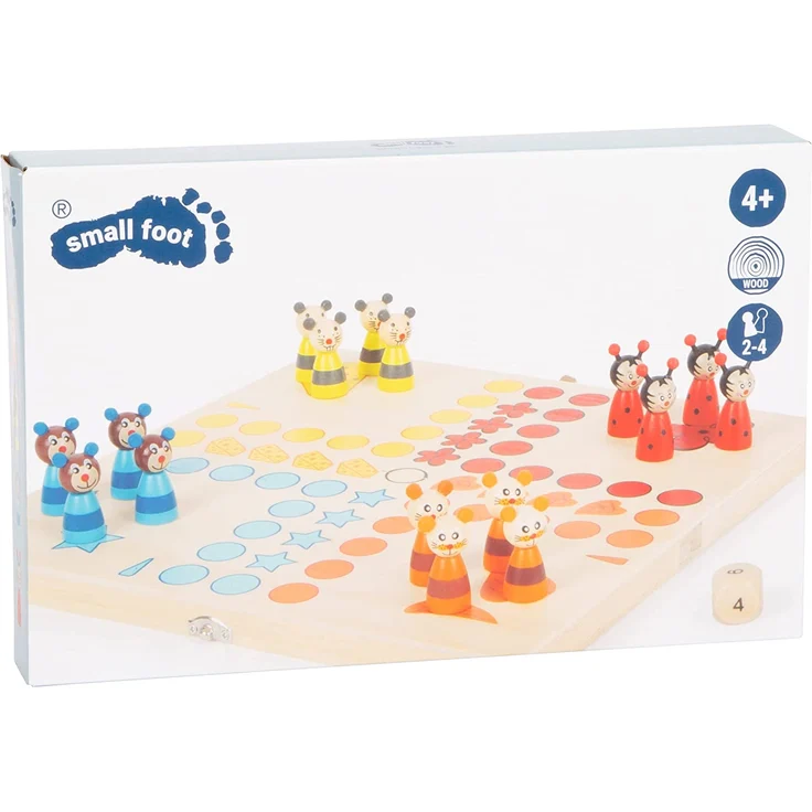 small foot 7358 Ludo "Tiere" aus Holz, Gesellschaftsspiel für Groß und Klein, mit Tierchen-Spielfiguren, ab 4 Jahren – Bild 6