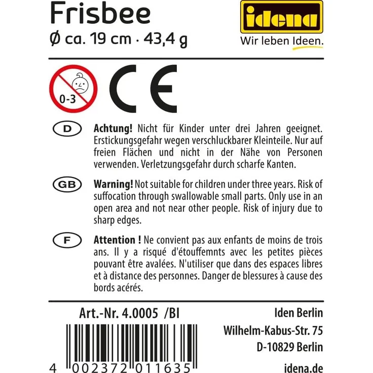 Idena 40005 - Frisbee, ca. 19 cm, sortiert – Bild 4