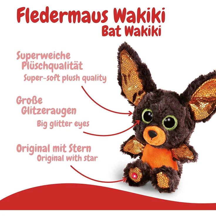 NICI 46304 Glubschis Kuscheltier Halloween Fledermaus, Flauschiges Plüschtier mit großen Glitzeraugen, süßes Stofftier für Kinder und Kuscheltierliebhaber – Bild 3