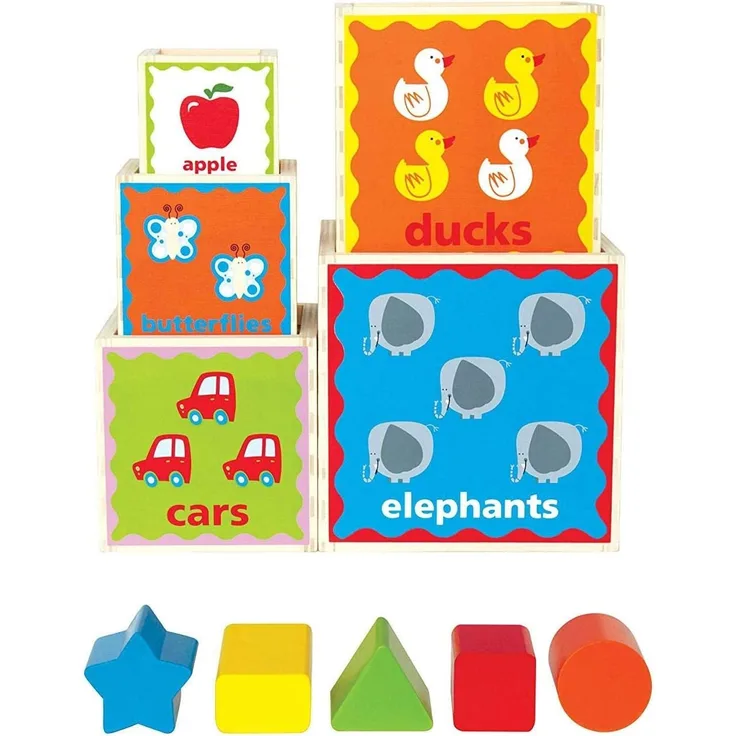 Hape E0413A E0413-Stapelpyramide, Natur + Multicolour