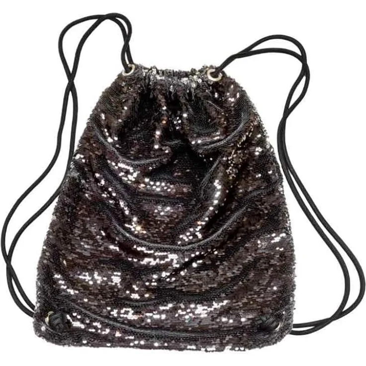 Pailletten- Rucksack Turnbeutel Glitterbag schwarz