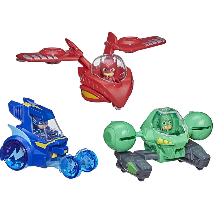 PJ Masks 3-in-1-Jet, Vorschulspielzeug, Set mit 3 Fahrzeugen und 3 Action-Figuren für Kinder ab 3 Jahren