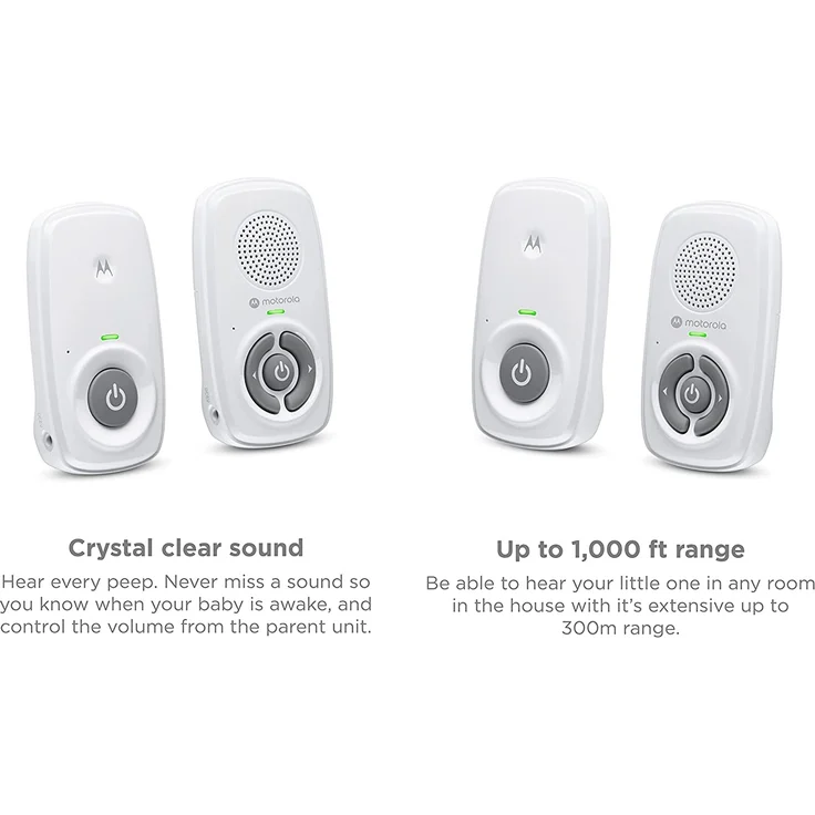 Motorola Nursery AM21/MBP21 Babyphone Audio - Digitales Babyfon mit DECT-Technologie zur Audio-Überwachung - 300 Meter Reichweite - Mikrofon mit hoher Empfindlichkeit, 1 Stück (1er Pack) – Weiß – Bild 7