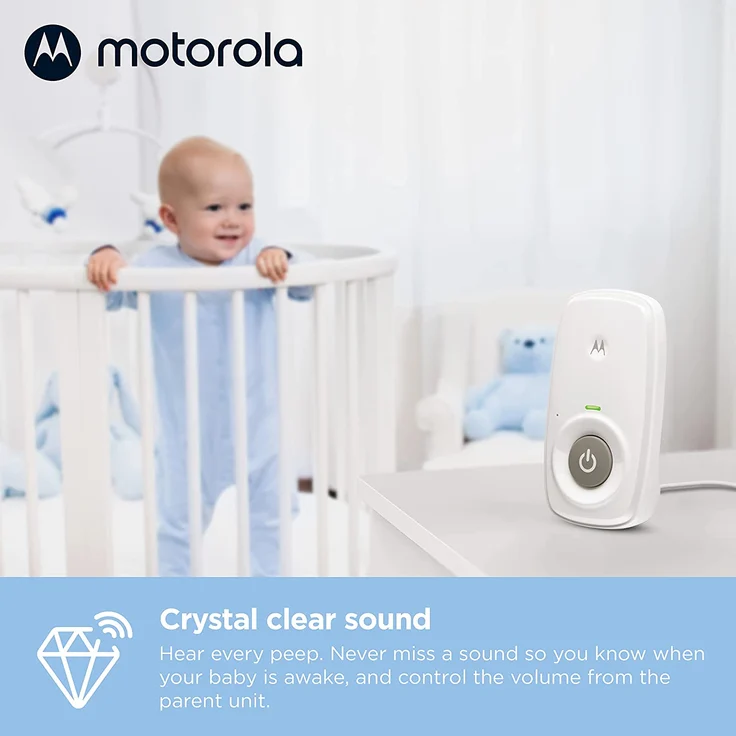 Motorola Nursery AM21/MBP21 Babyphone Audio - Digitales Babyfon mit DECT-Technologie zur Audio-Überwachung - 300 Meter Reichweite - Mikrofon mit hoher Empfindlichkeit, 1 Stück (1er Pack) – Weiß – Bild 6