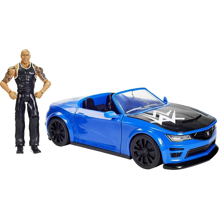 WWE GYV51 - Wrekkin’ Slam-Mobile Fahrzeug mit The Rock Basis-Actionfigur, Geschenk für Kinder ab 6 Jahren