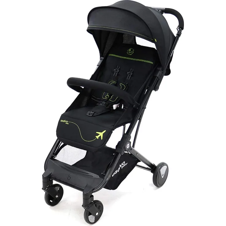 Asalvo 18571 Flight Kinderwagen, Schwarz/Grün, Unisex