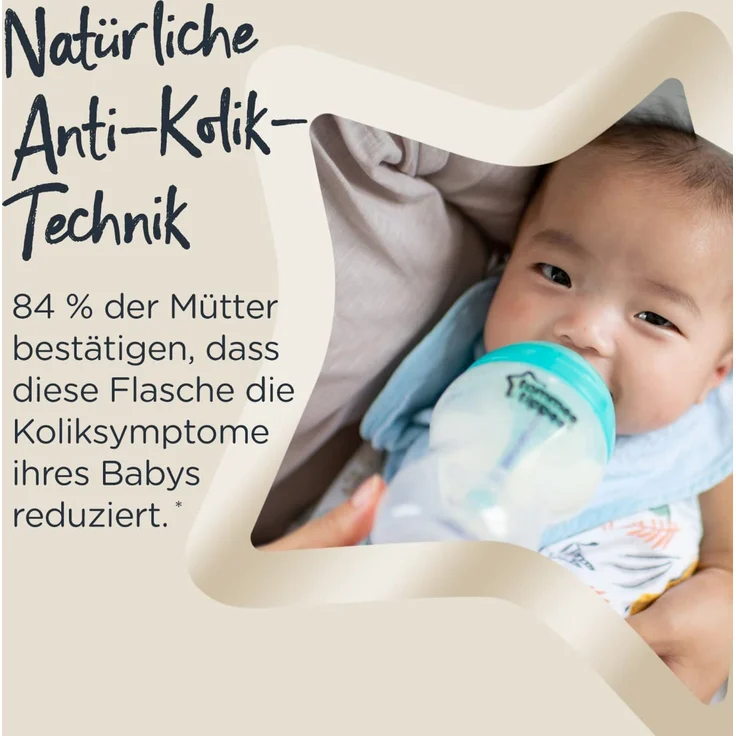 Tommee Tippee Anti-Kolik-Babyflaschen, Natürlich geformter Trinksauger und Spezielles Anti-Kolik-Entlüftungssystem, 260 ml, 3er-Set – Bild 3