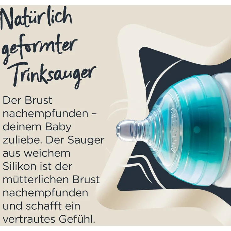 Tommee Tippee Anti-Kolik-Babyflaschen, Natürlich geformter Trinksauger und Spezielles Anti-Kolik-Entlüftungssystem, 260 ml, 3er-Set – Bild 4