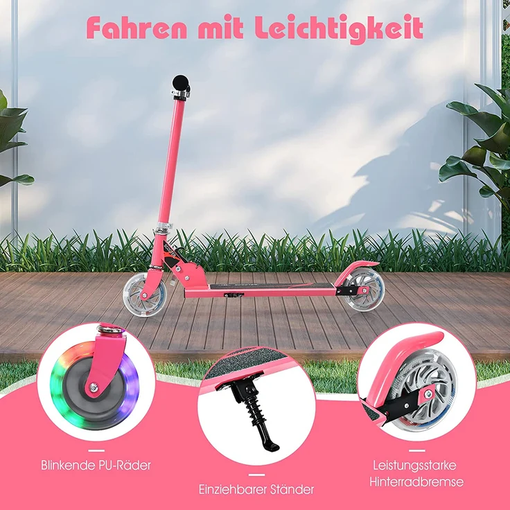 COSTWAY Scooter h?henverstellbar Kinder Roller klappbar Cityroller f¨¹r Kinder ab 4 Jahre – Bild 3