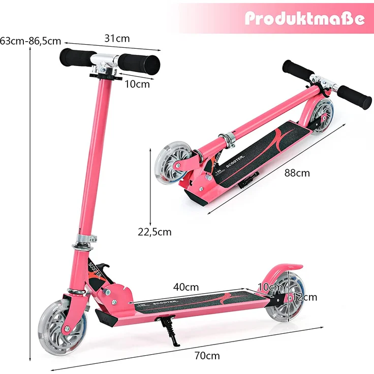 COSTWAY Scooter h?henverstellbar Kinder Roller klappbar Cityroller f¨¹r Kinder ab 4 Jahre – Bild 6
