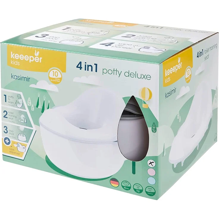 keeeper Babytopf deluxe 4in1, Töpfchen + Toilettensitz + Hocker + Feuchttuchspender, Ab ca. 18 Monate bis ca. 4 Jahre, Kasimir, Weiß – Bild 14